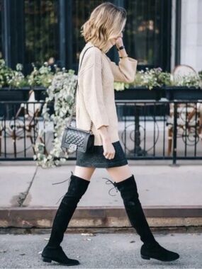 Stuart Weitzman Lowland Black Suede Over The Knee Boots, Sz 8.5